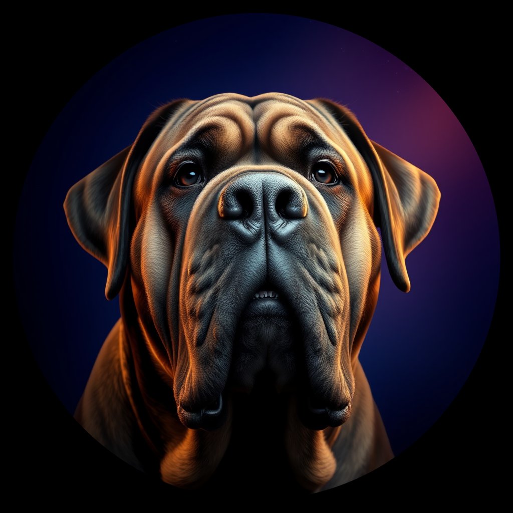Cosmic medallion portrait of PFZ6B09_PFZ6B09, a Mastiff