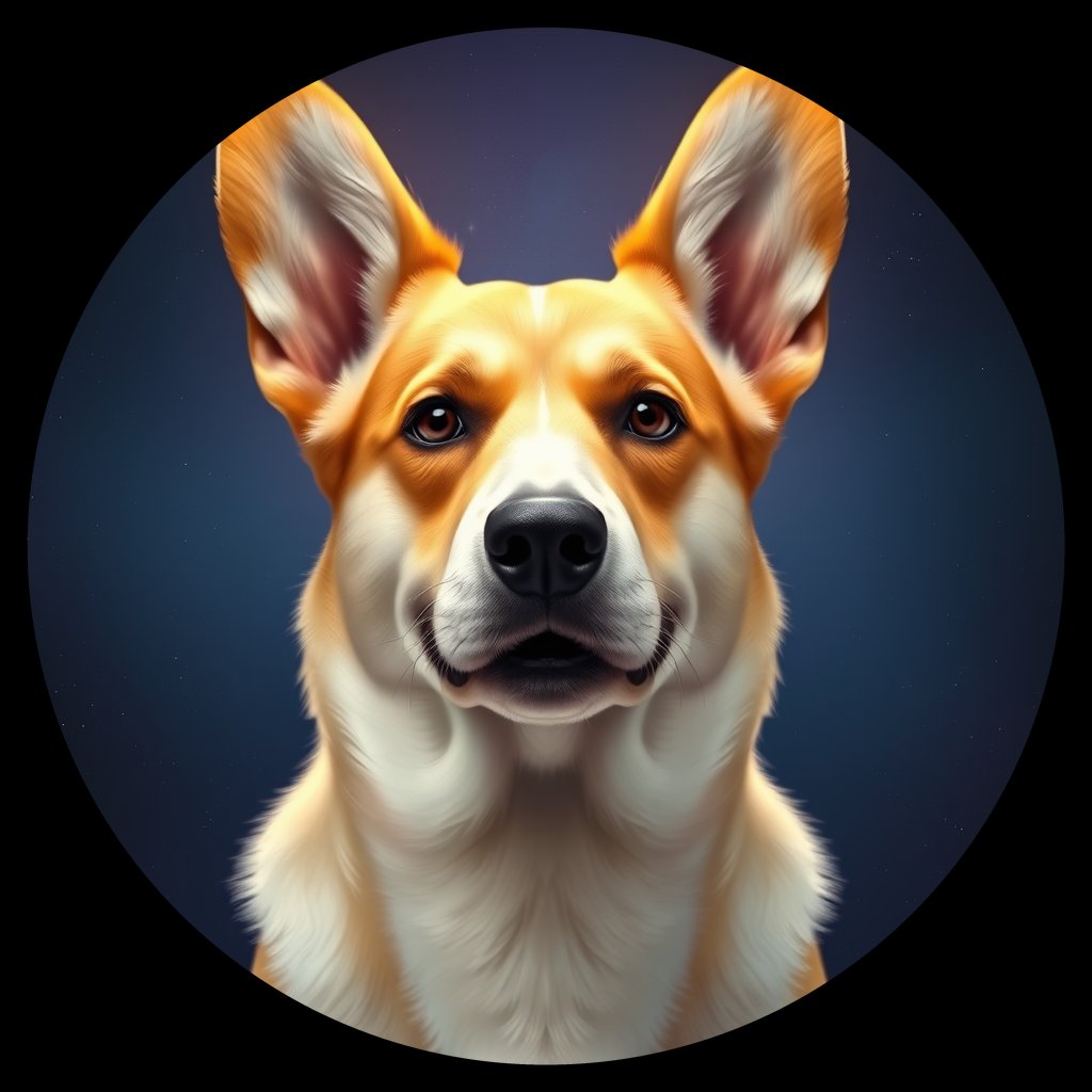 Cosmic medallion portrait of PFZ6B10_PFZ6B10, a Cardigan Welsh Corgi