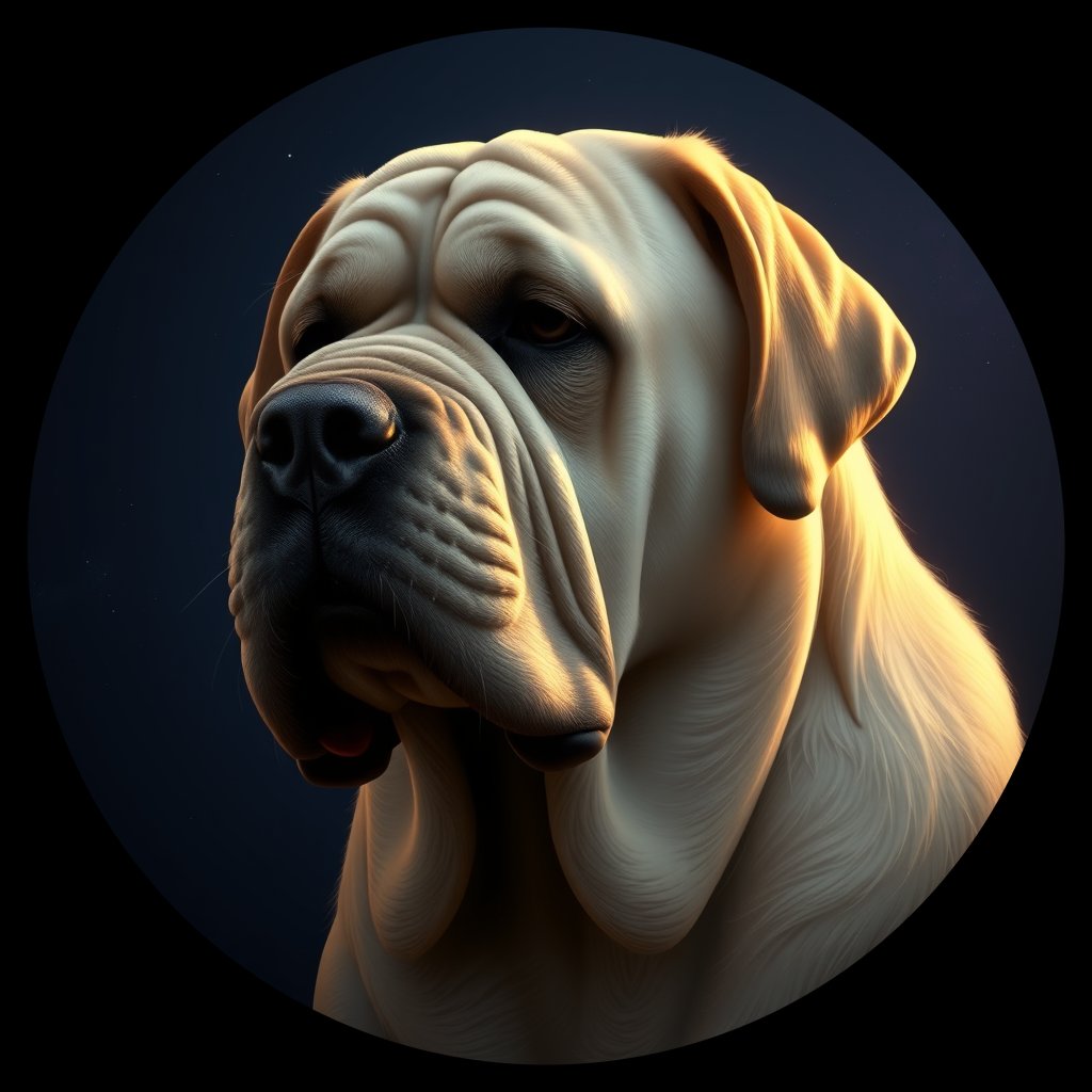 Cosmic medallion portrait of PFZ6C04_PFZ6C04, a Mastiff
