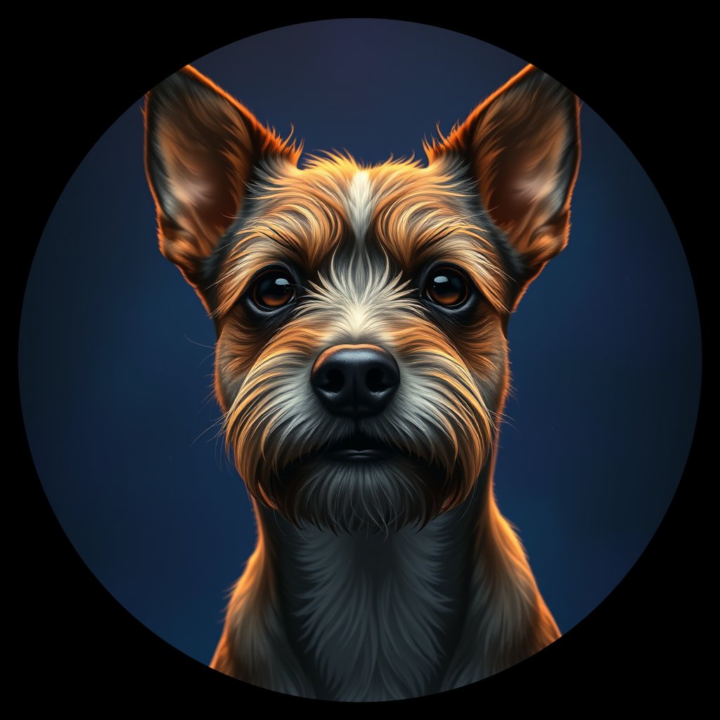Cosmic medallion portrait of PFZ6C05_PFZ6C05, a Border Terrier