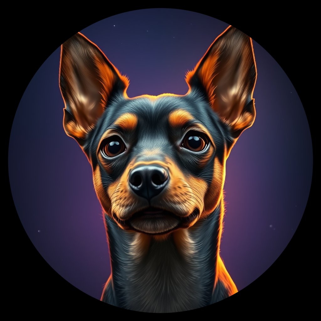 Cosmic medallion portrait of PFZ6C07_PFZ6C07, a Miniature Pinscher