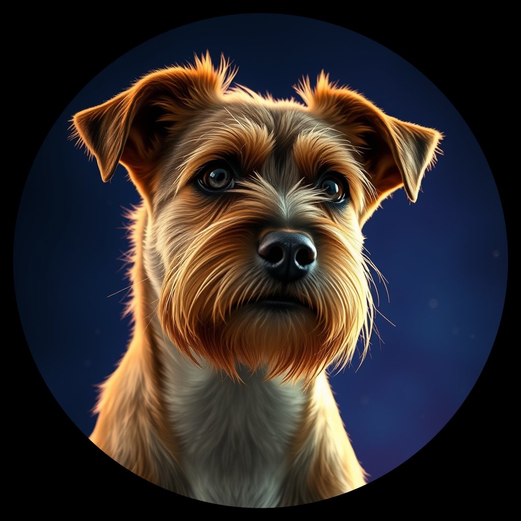 Cosmic medallion portrait of PFZ6C08_PFZ6C08, a Border Terrier
