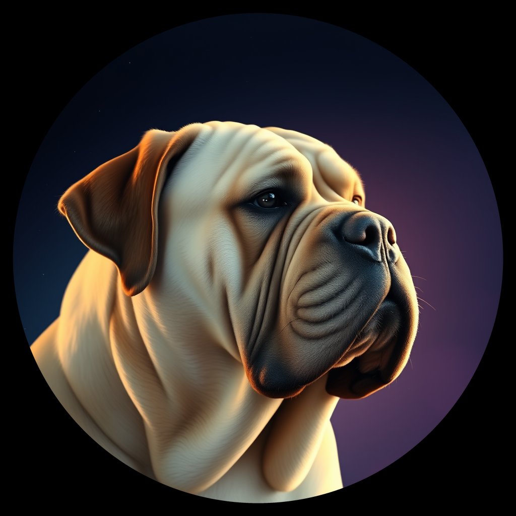Cosmic medallion portrait of PFZ6C10_PFZ6C10, a Mastiff