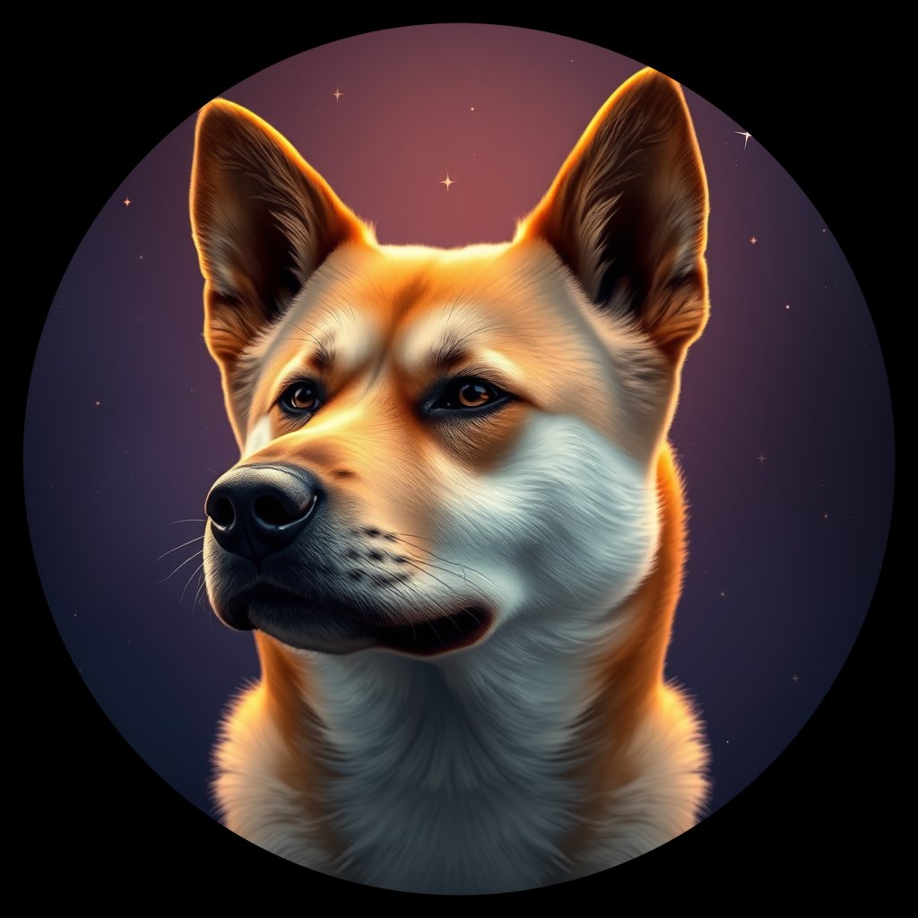 Cosmic medallion portrait of PFZ6D01_PFZ6D01, a Akita