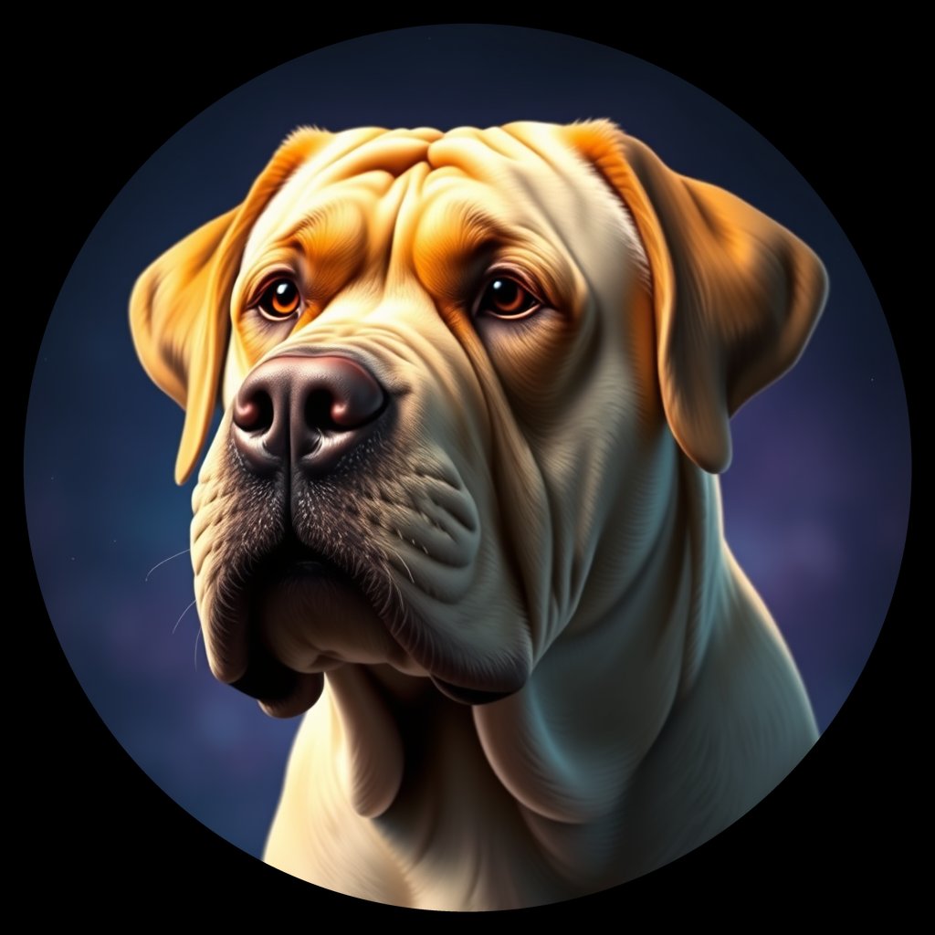 Cosmic medallion portrait of PFZ6D02_PFZ6D02, a Mastiff