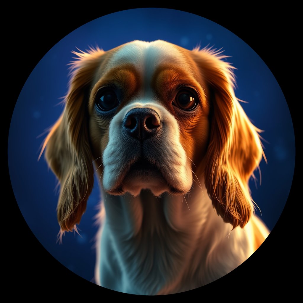 Cosmic medallion portrait of PFZ6D03_PFZ6D03, a Cavalier King Charles Spaniel