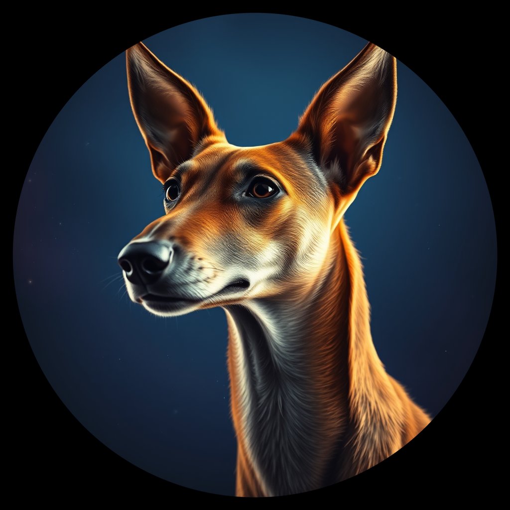 Cosmic medallion portrait of PFZ6D04_PFZ6D04, a Saluki