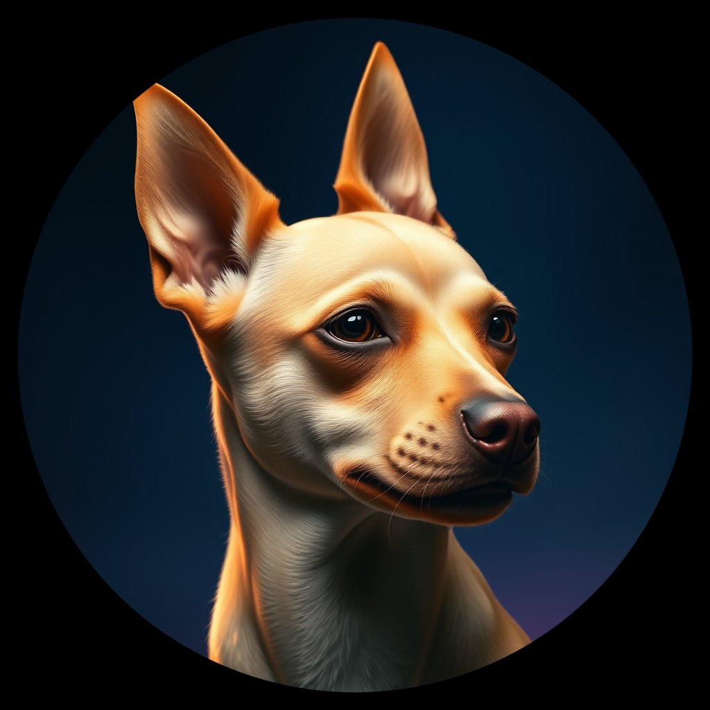 Cosmic medallion portrait of PFZ6D05_PFZ6D05, a Miniature Pinscher