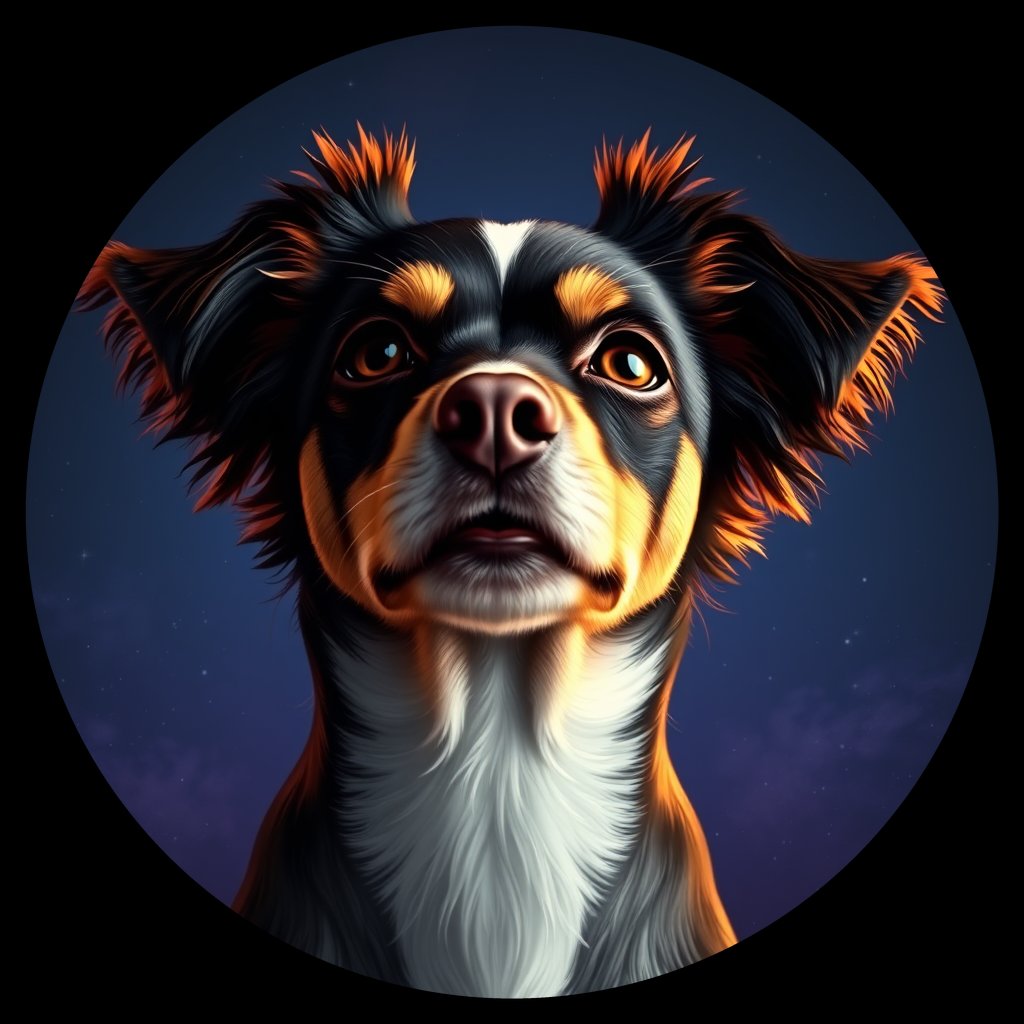 Cosmic medallion portrait of PFZ6D06_PFZ6D06, a Papillon