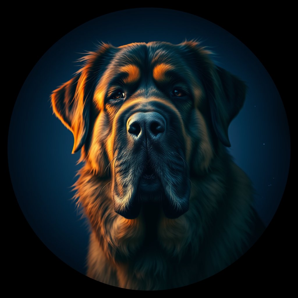 Cosmic medallion portrait of PFZ6D09_PFZ6D09, a Leonberger