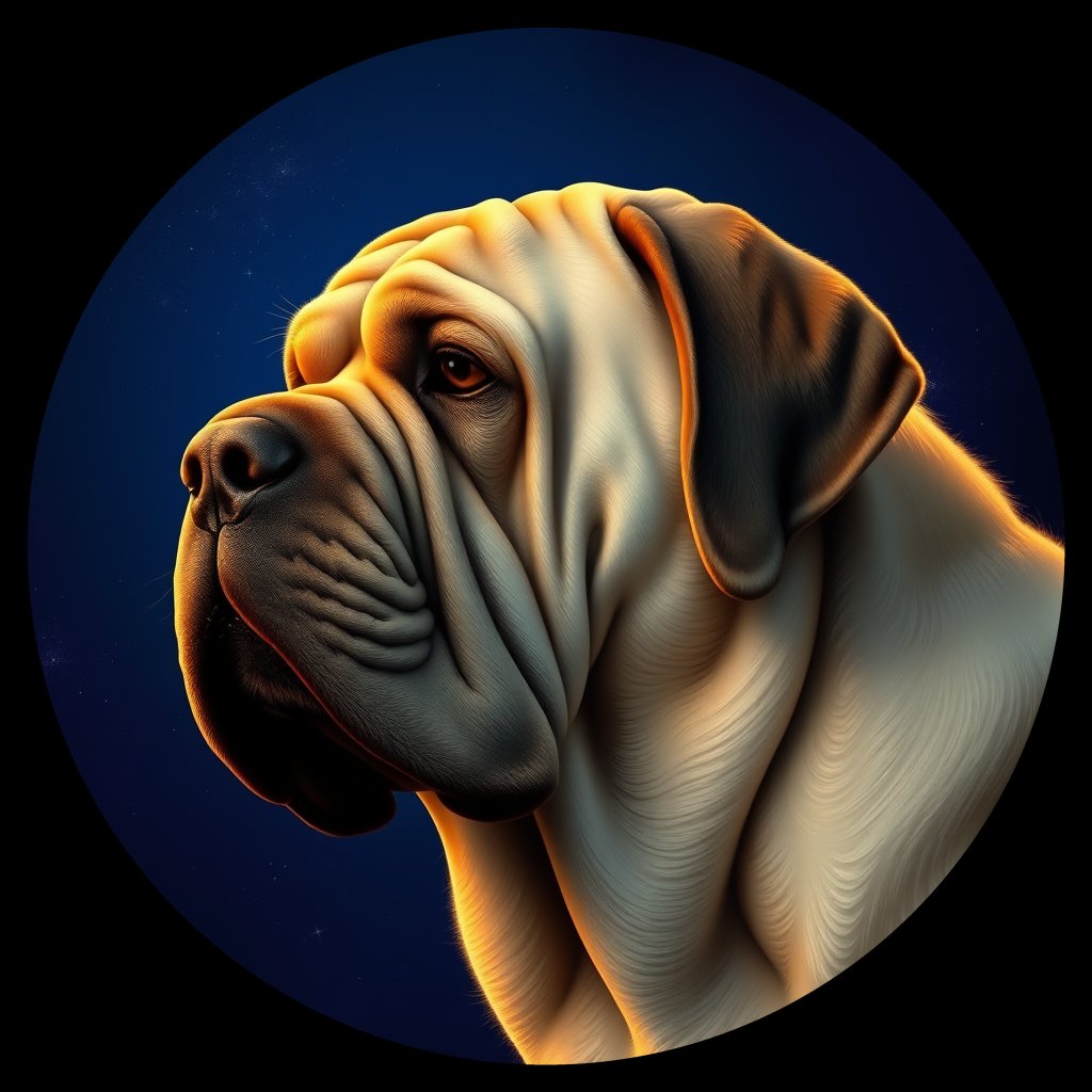 Cosmic medallion portrait of PFZ6D10_PFZ6D10, a Mastiff