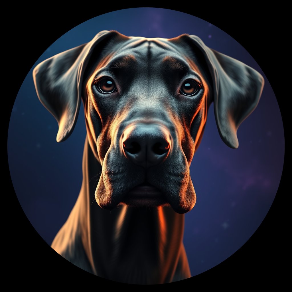 Cosmic medallion portrait of PFZ6D11_PFZ6D11, a Great Dane