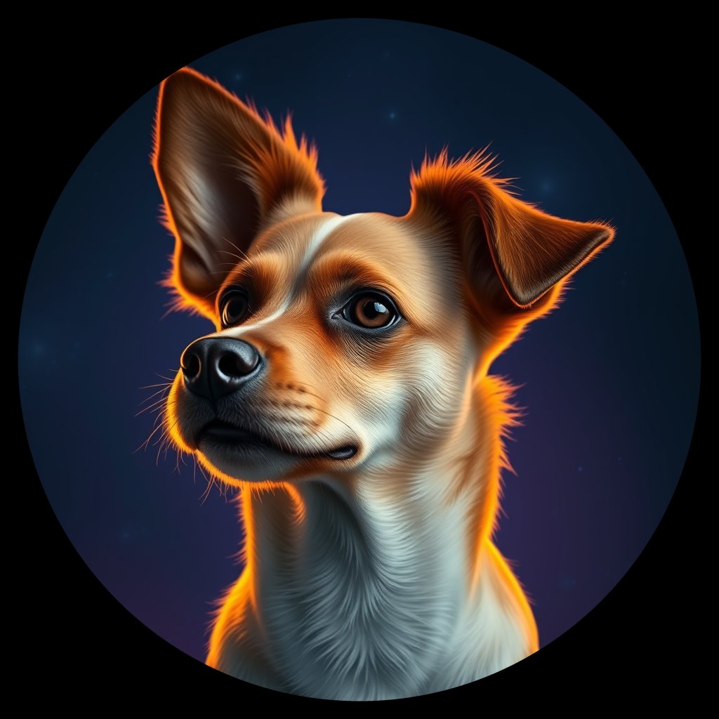 Cosmic medallion portrait of PFZ6E03_PFZ6E03, a Papillon