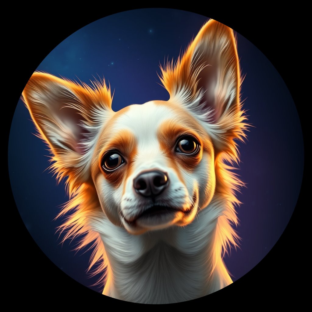 Cosmic medallion portrait of PFZ6E04_PFZ6E04, a Papillon