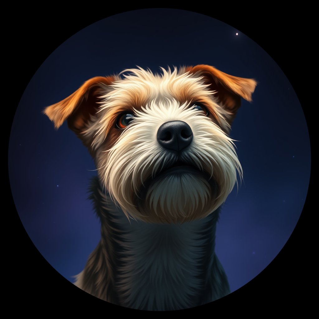 Cosmic medallion portrait of PFZ6E05_PFZ6E05, a Border Terrier
