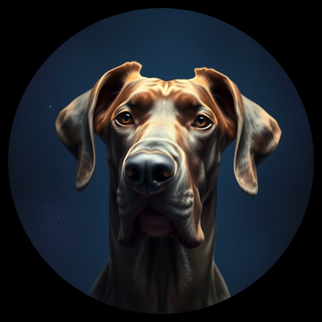 Cosmic medallion portrait of PFZ6E06_PFZ6E06, a Great Dane