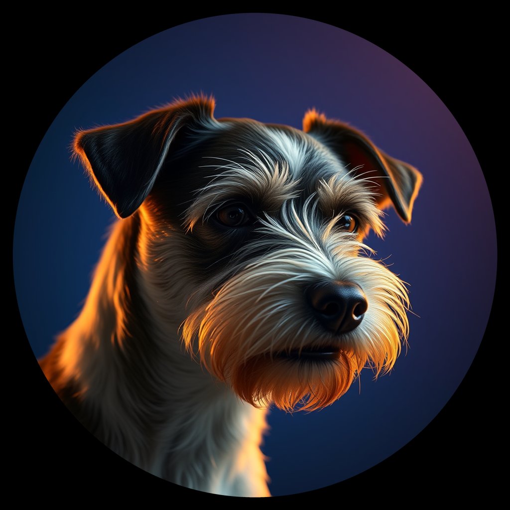 Cosmic medallion portrait of PFZ6E08_PFZ6E08, a Border Terrier