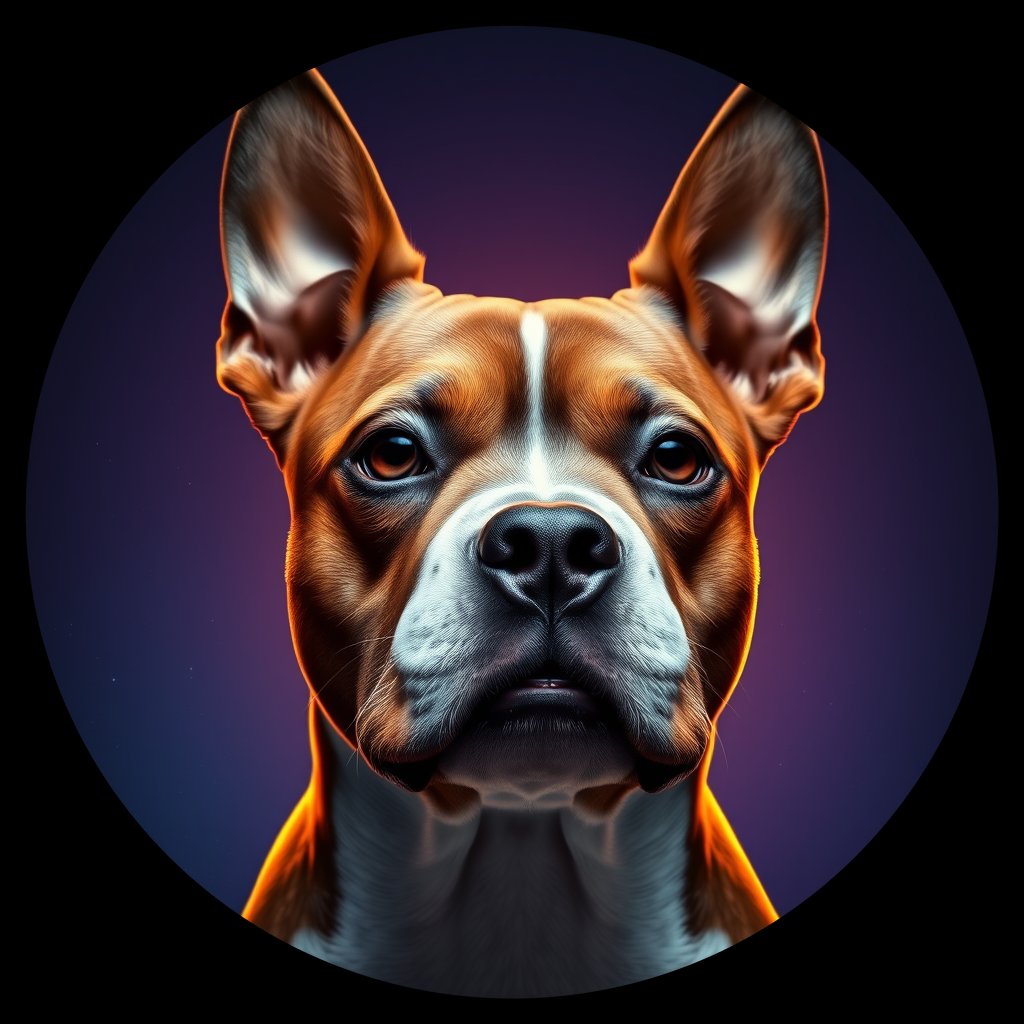 Cosmic medallion portrait of PFZ6E09_PFZ6E09, a American Staffordshire Terrier