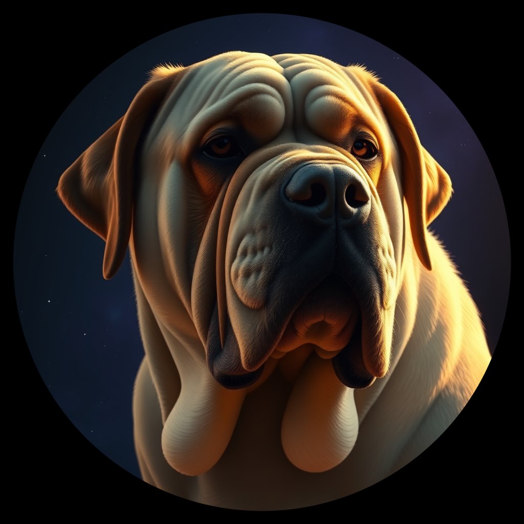 Cosmic medallion portrait of PFZ6E10_PFZ6E10, a Mastiff