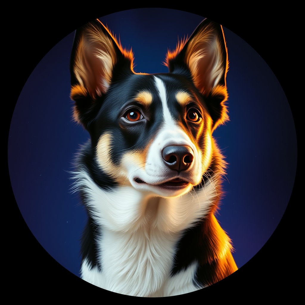 Cosmic medallion portrait of PFZ6E11_PFZ6E11, a Border Collie