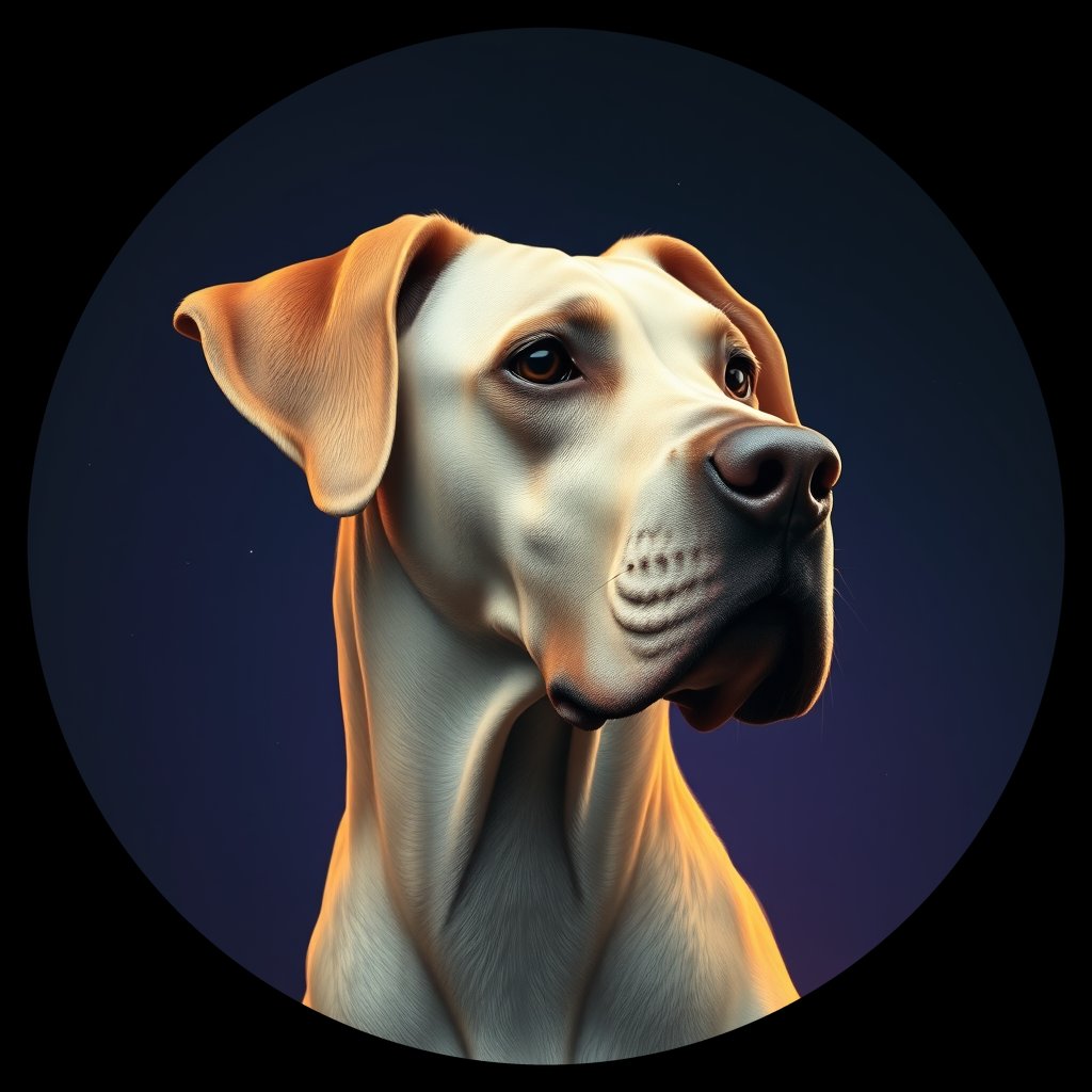 Cosmic medallion portrait of PFZ6F03_PFZ6F03, a Great Dane