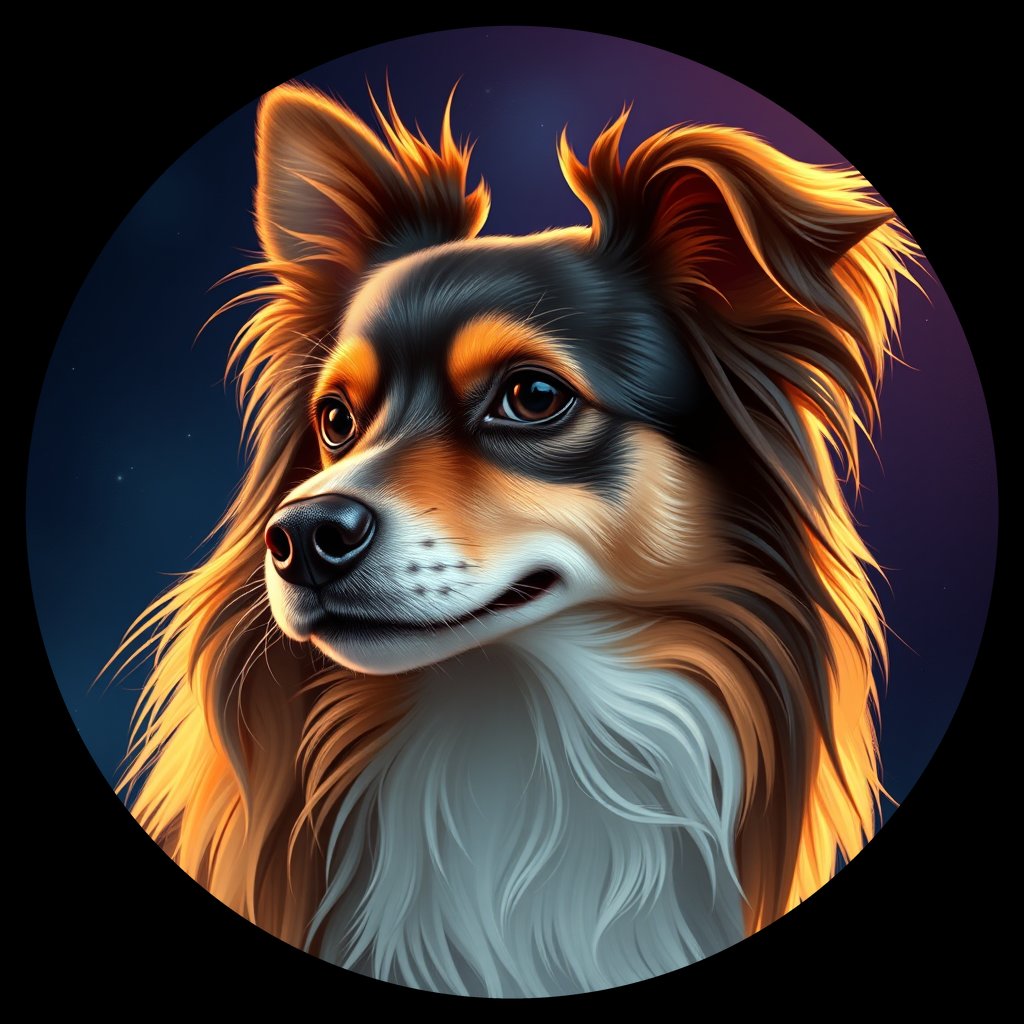 Cosmic medallion portrait of PFZ6F04_PFZ6F04, a Papillon
