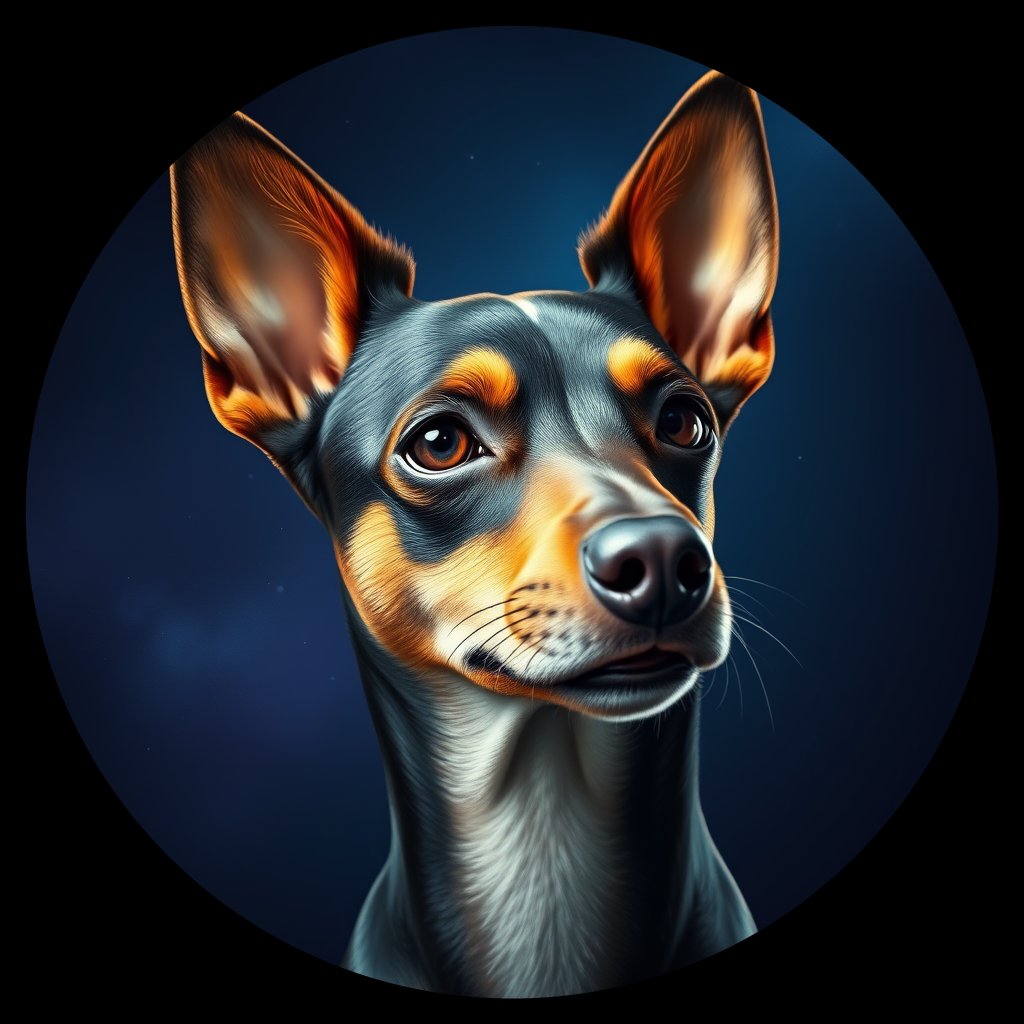Cosmic medallion portrait of PFZ6F05_PFZ6F05, a Miniature Pinscher