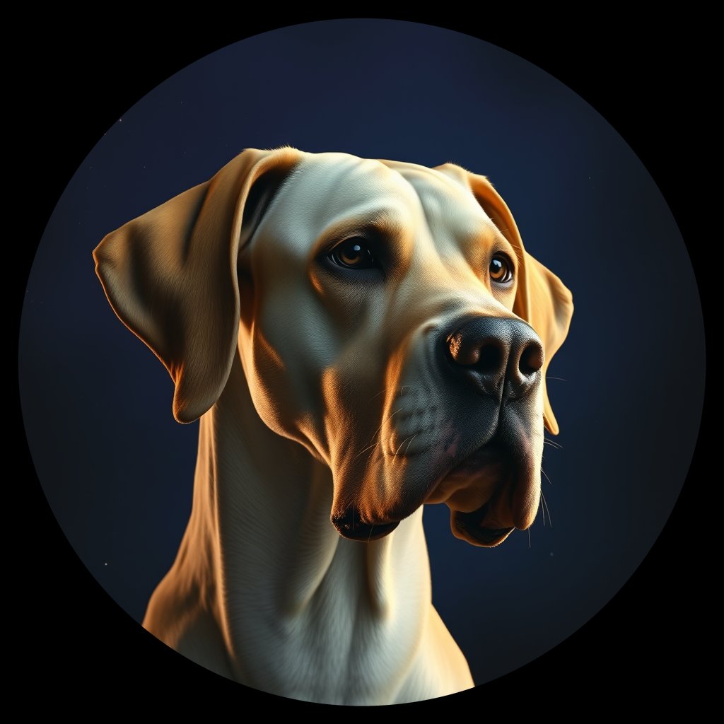 Cosmic medallion portrait of PFZ6F07_PFZ6F07, a Great Dane