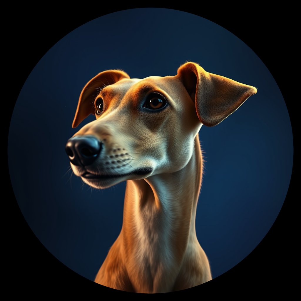 Cosmic medallion portrait of PFZ6F08_PFZ6F08, a Saluki