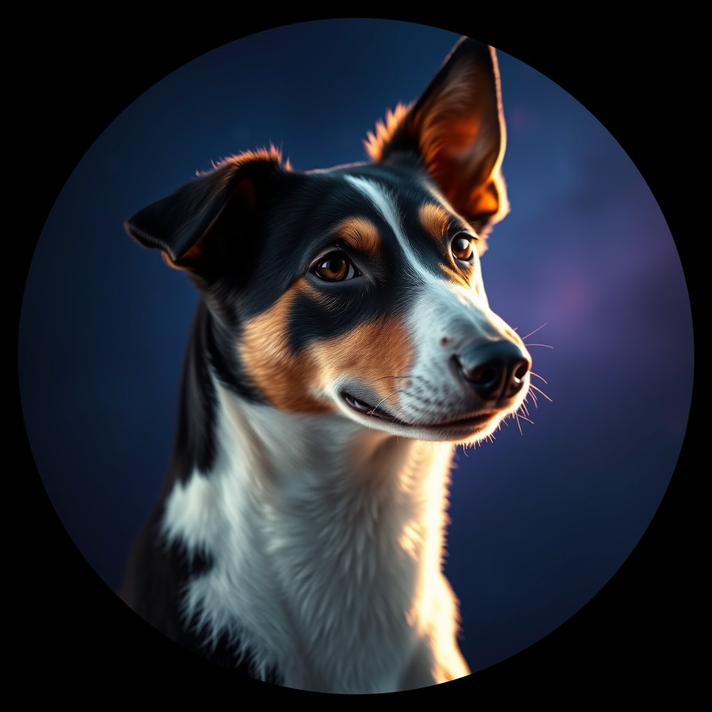 Cosmic medallion portrait of PFZ6F10_PFZ6F10, a Border Collie