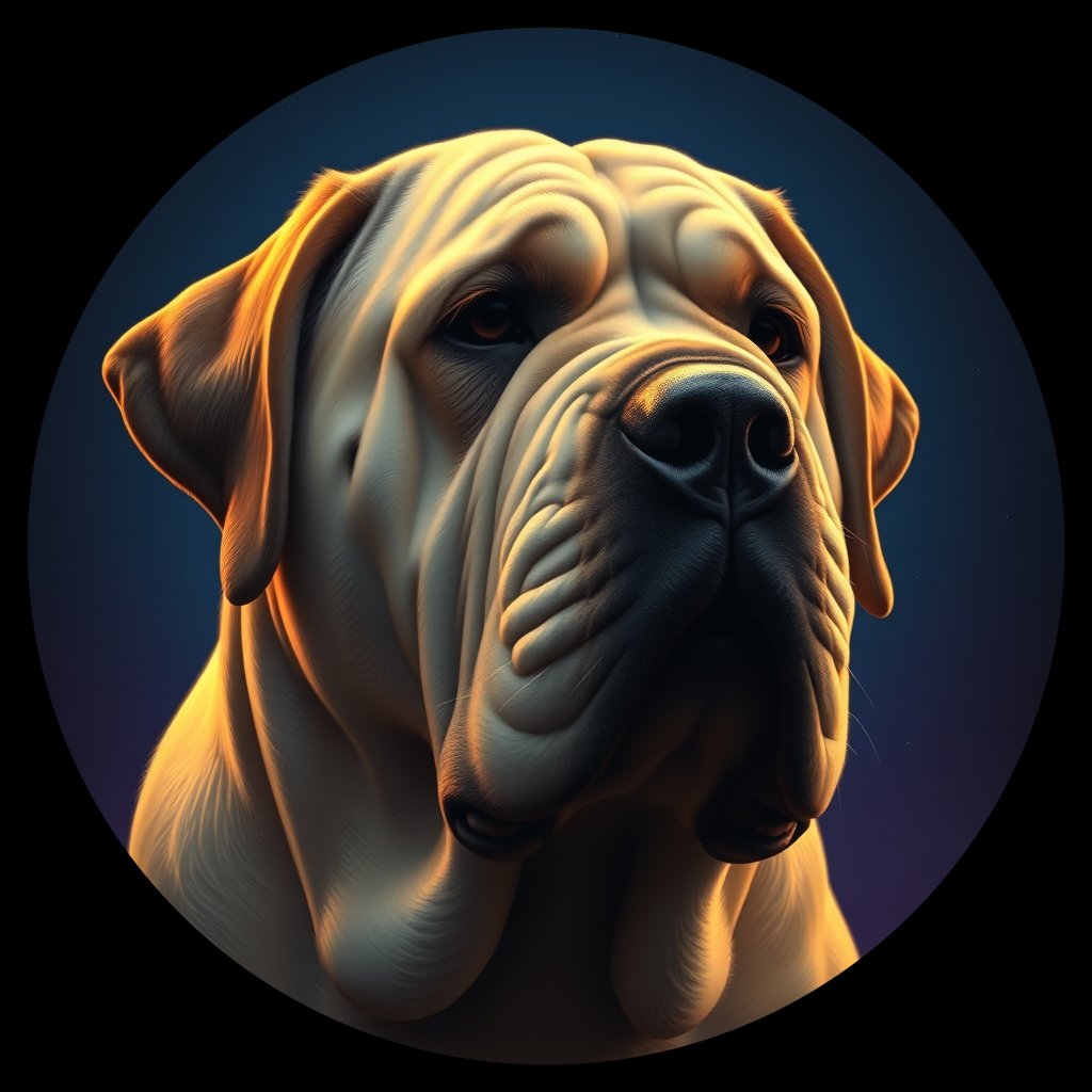 Cosmic medallion portrait of PFZ6G01_PFZ6G01, a Mastiff