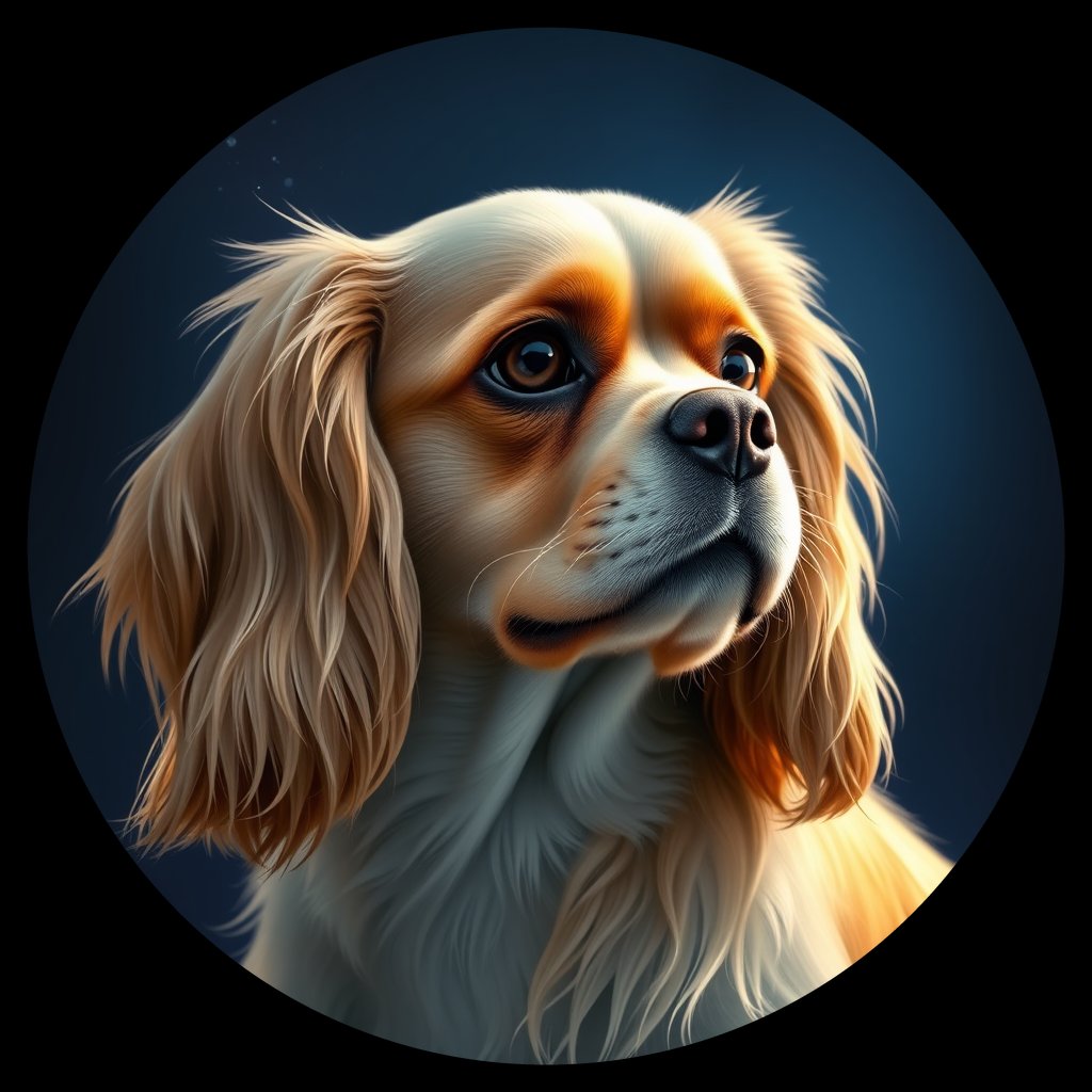 Cosmic medallion portrait of PFZ6G02_PFZ6G02, a Cavalier King Charles Spaniel