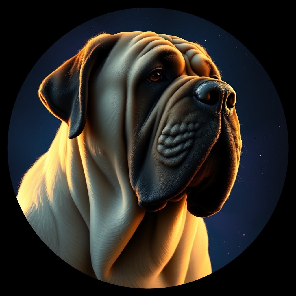 Cosmic medallion portrait of PFZ6G03_PFZ6G03, a Mastiff