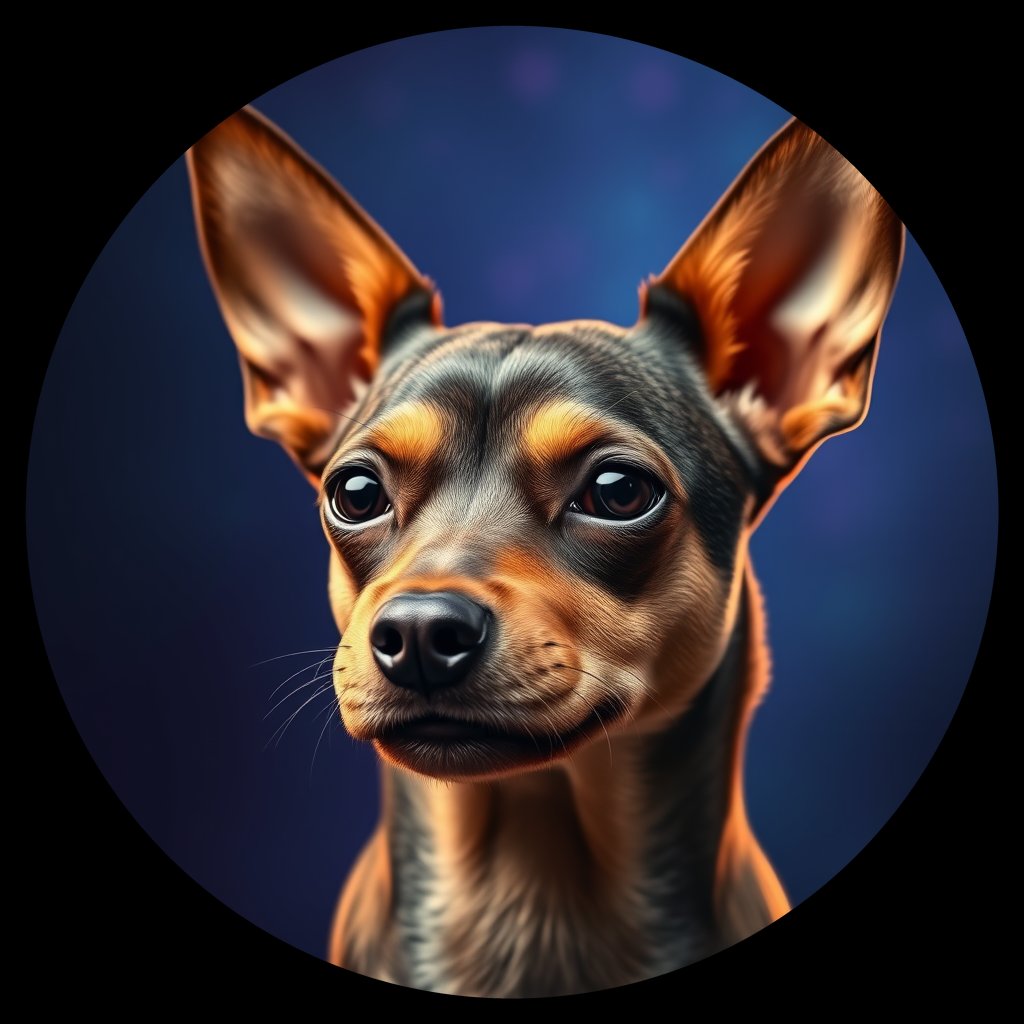 Cosmic medallion portrait of PFZ6G04_PFZ6G04, a Miniature Pinscher