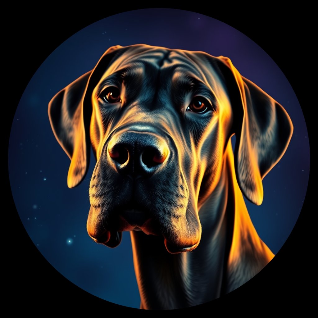 Cosmic medallion portrait of PFZ6G05_PFZ6G05, a Great Dane
