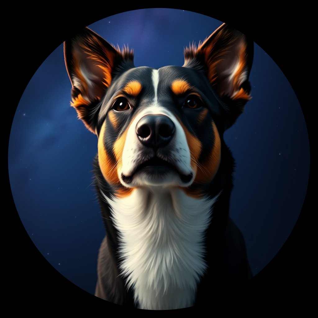 Cosmic medallion portrait of PFZ6G11_PFZ6G11, a Border Collie