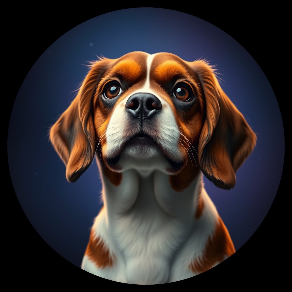 Cosmic medallion portrait of PFZ6H02_PFZ6H02, a Cavalier King Charles Spaniel