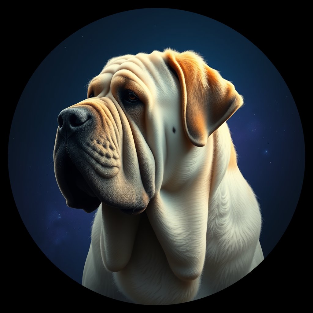 Cosmic medallion portrait of PFZ6H03_PFZ6H03, a Mastiff