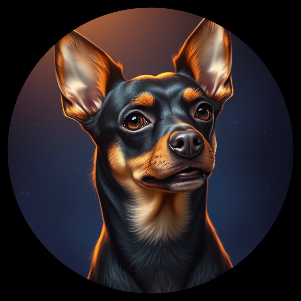 Cosmic medallion portrait of PFZ6H04_PFZ6H04, a Miniature Pinscher