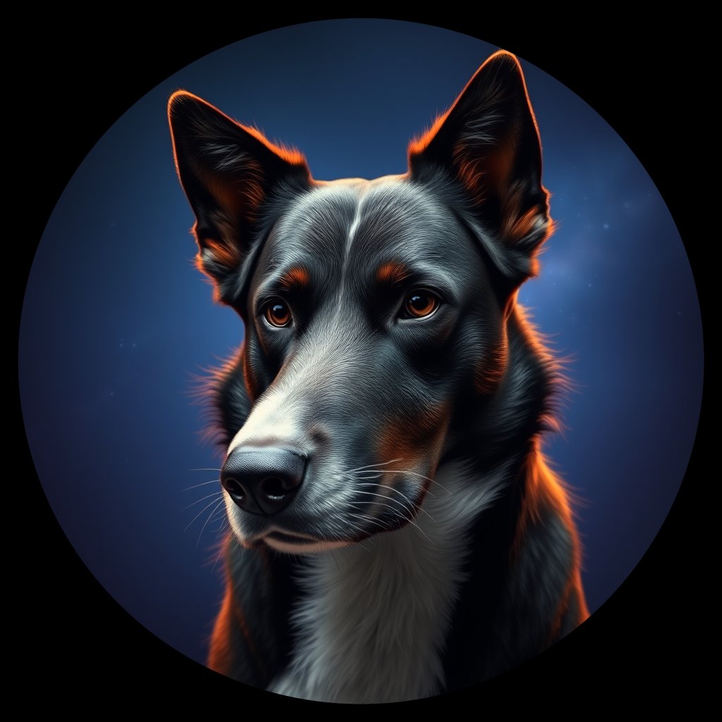 Cosmic medallion portrait of PFZ6H09_PFZ6H09, a Border Collie