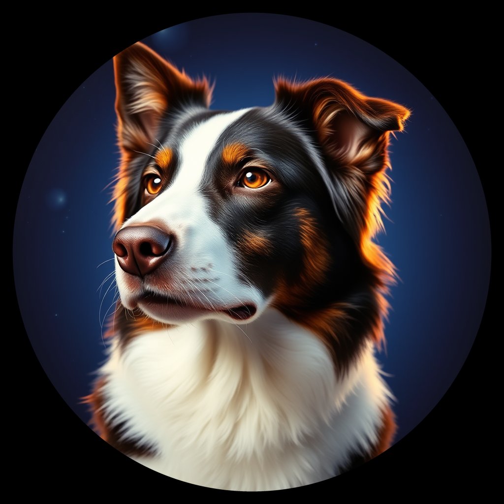 Cosmic medallion portrait of PFZ6H11_PFZ6H11, a Border Collie