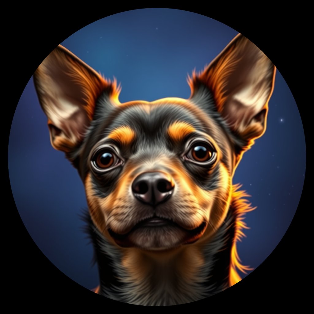 Cosmic medallion portrait of PFZ6H12_PFZ6H12, a Miniature Pinscher