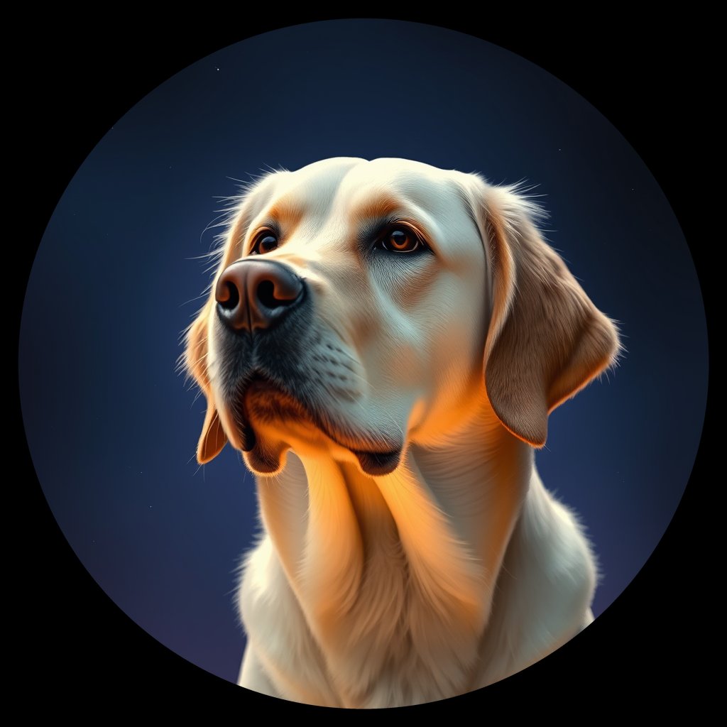 Cosmic medallion portrait of PFZ7A04_PFZ7A04, a Golden Retriever