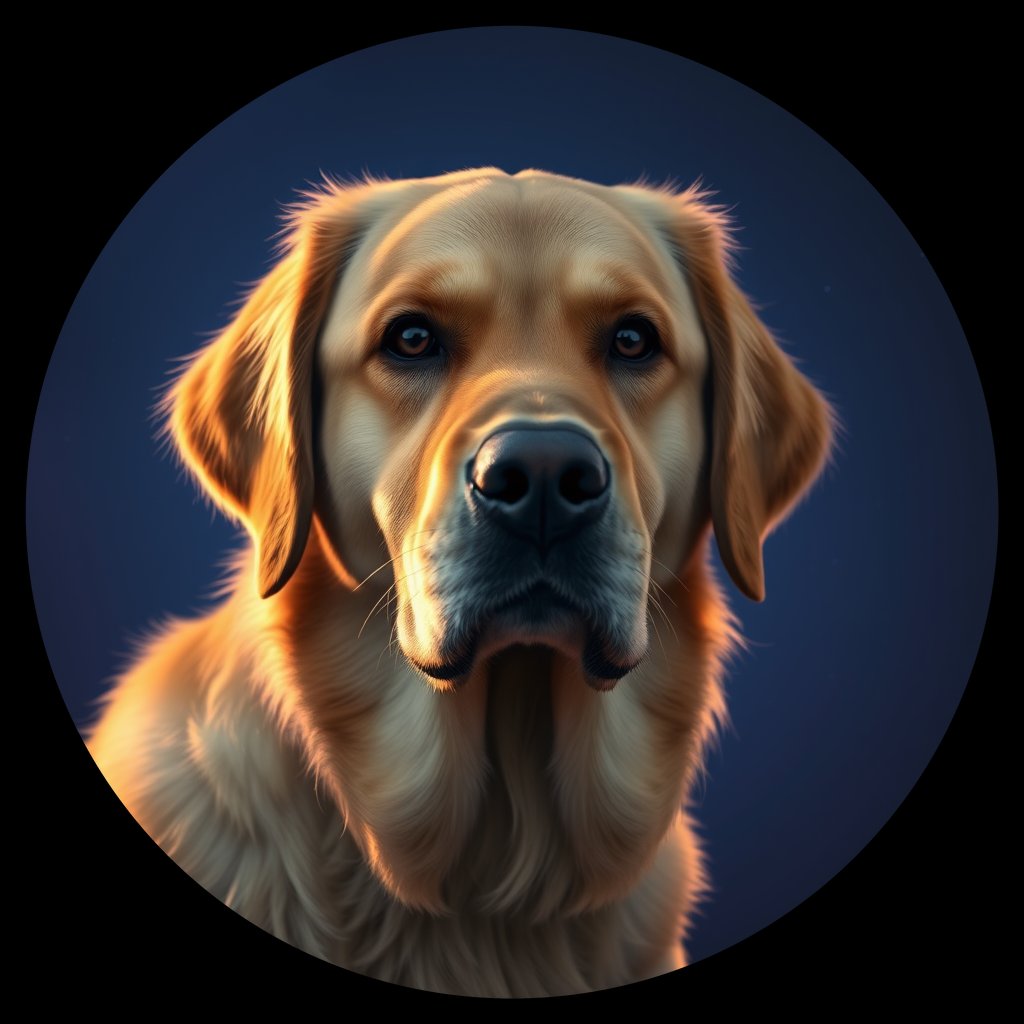 Cosmic medallion portrait of PFZ7A05_PFZ7A05, a Golden Retriever