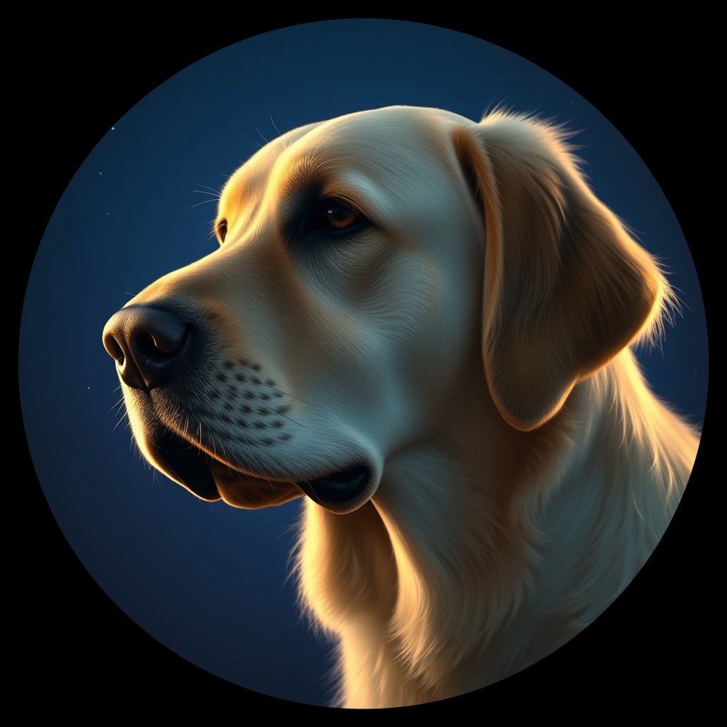 Cosmic medallion portrait of PFZ7A06_PFZ7A06, a Golden Retriever