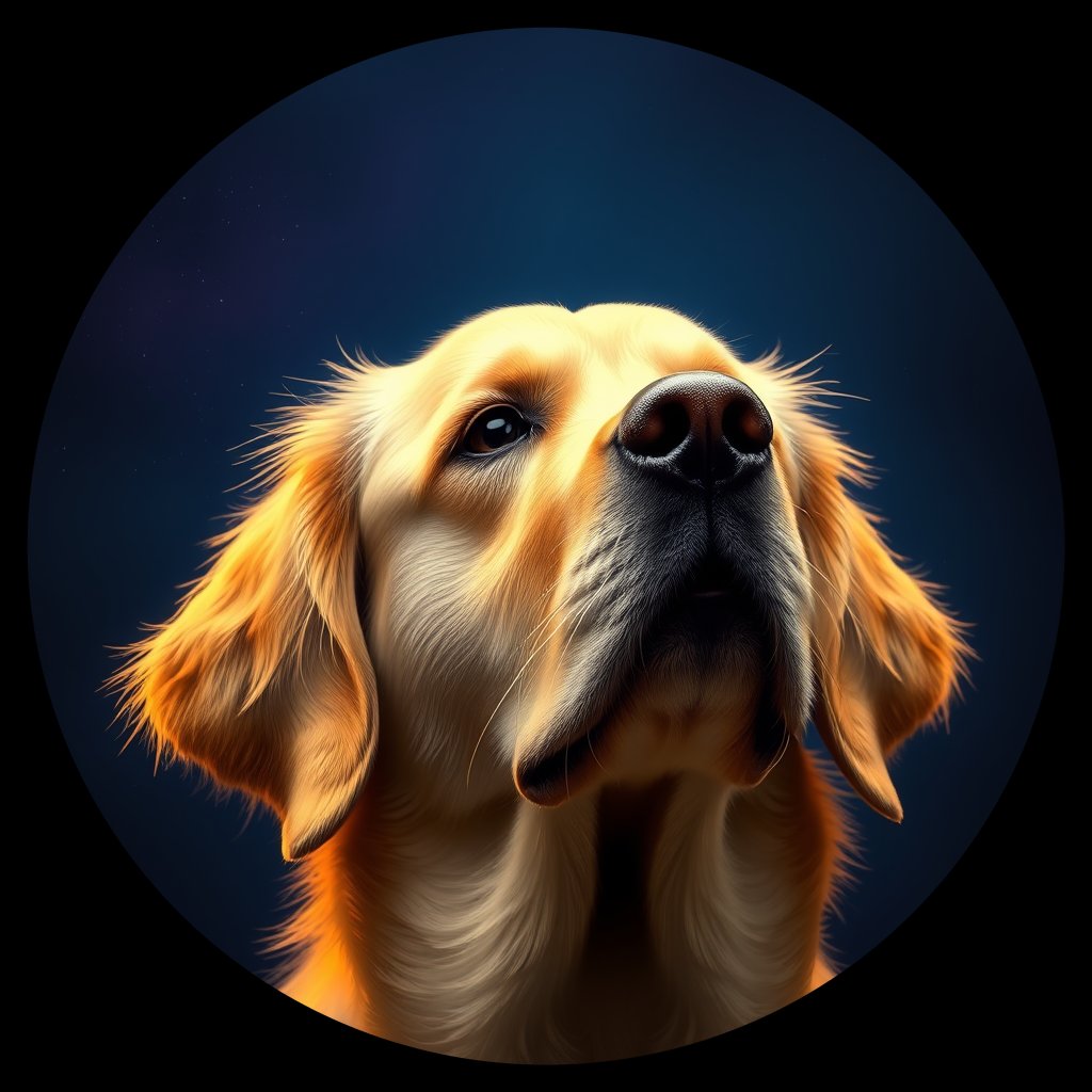 Cosmic medallion portrait of PFZ7A07_PFZ7A07, a Golden Retriever