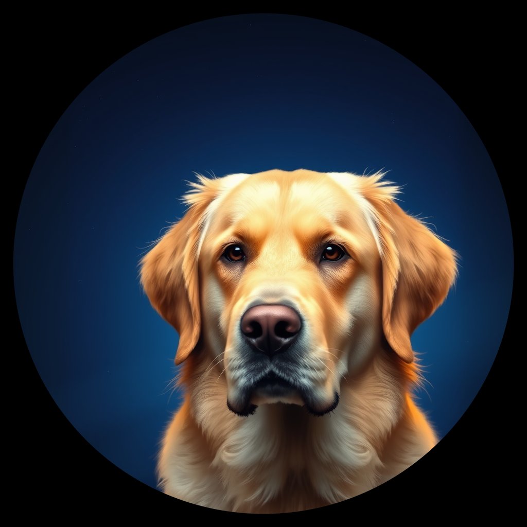 Cosmic medallion portrait of PFZ7A08_PFZ7A08, a Golden Retriever