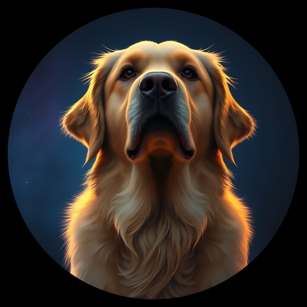 Cosmic medallion portrait of PFZ7A09_PFZ7A09, a Golden Retriever
