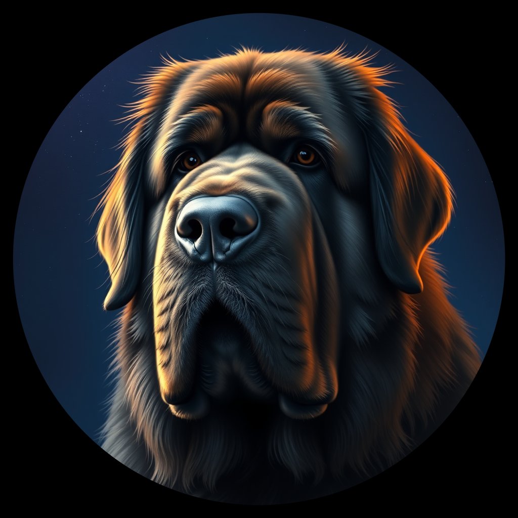 Cosmic medallion portrait of PFZ7A11_PFZ7A11, a Newfoundland