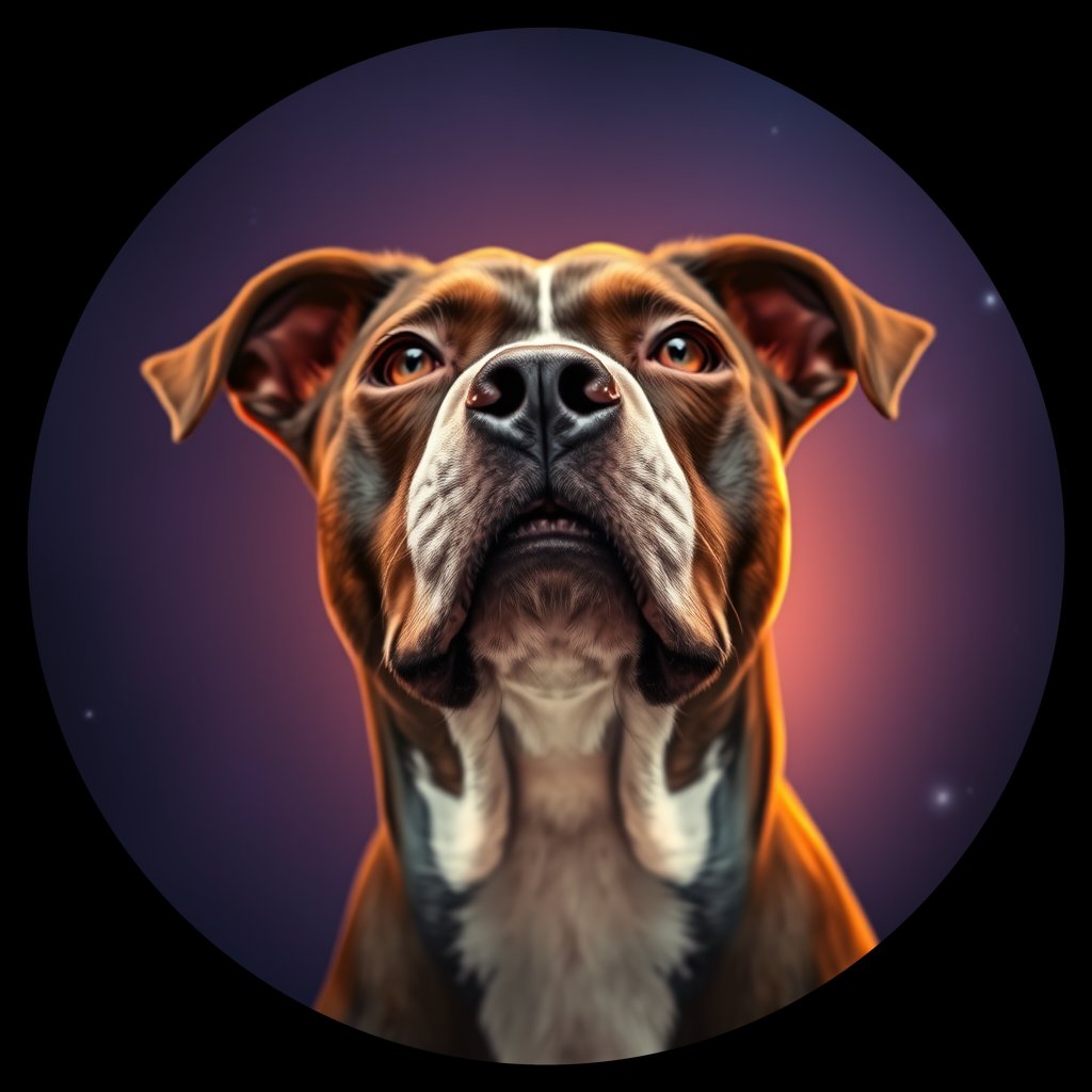 Cosmic medallion portrait of PFZ7B01_PFZ7B01, a American Staffordshire Terrier